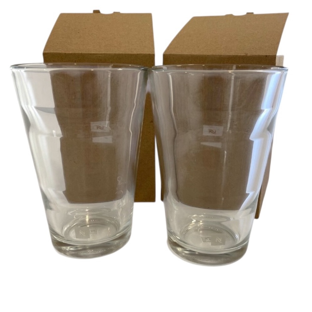 Set Of 2 Nespresso Glass Coffee Cups 300ml Clear Glass With Original Packaging